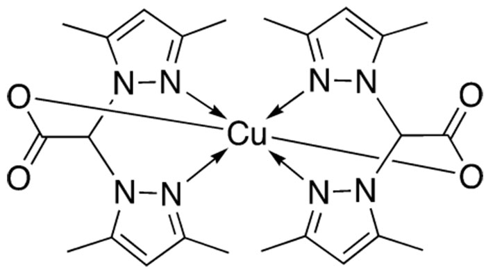 Fig. 1. Chemical structure of Cu[HC(COO)(pzMe2)2]2